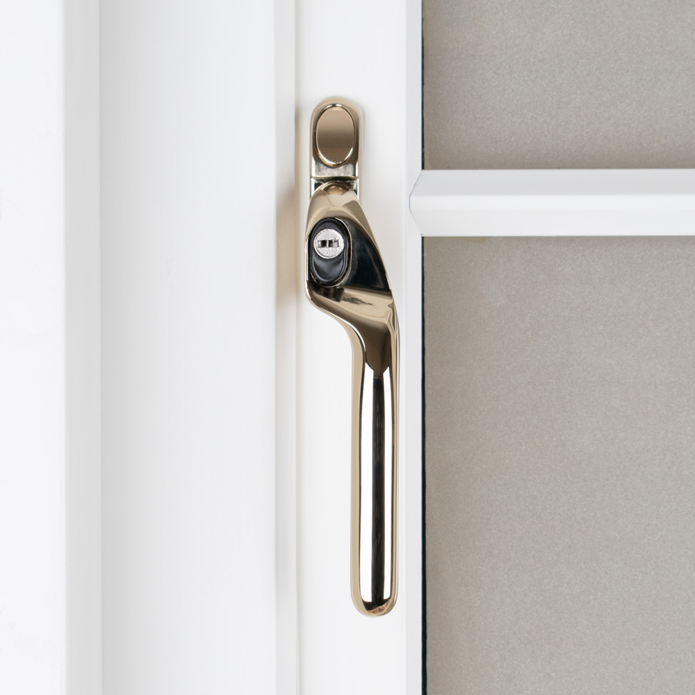 Timber Series Connoisseur MK2 Offset Locking Espag Window Handle - Polished Gold (Right Hand)